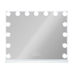 vanity mirror with lights and dimmers on the side, isolated against a white background