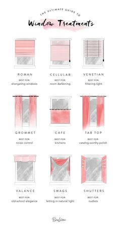 the ultimate guide to window treatments for curtains and blindes, with instructions on how to use