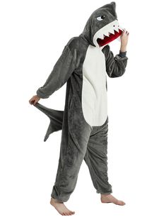 PRICES MAY VARY. Soft Plush Fleece Fabric Costume Zip up Front Placket, Built in Pockets. The Adorable Shark Pajamas Feature a Hood of Eyes, Nose and Tail. Suitable for Halloween Dress Up, Christmas, Cosplay Party, Homewear, Sleepwear. ♥Size Chart♥ S for Height 4'11-5'3'', M for Height 5'3''-5'7'', L for Height 5'7''-5'11'', XL for Height 5'11''-6'3'' Animal Costumes Women, Adorable Shark, Shark Onesie, Shark Pajamas, Pink Shark, Animal Onesie, Christmas Cosplay, Costume Women, Women Pajamas