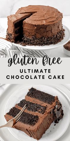 the ultimate gluten - free chocolate cake is ready to be eaten