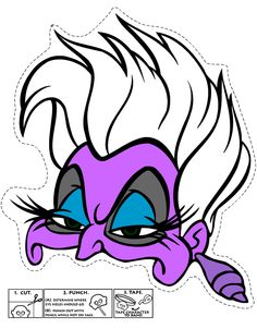 an image of a cartoon character with blue eyes and purple hair on it's head