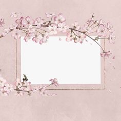 a pink background with flowers and a frame