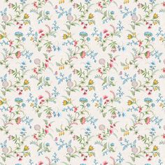 a white background with colorful flowers and leaves on the bottom half of it, in pastel colors