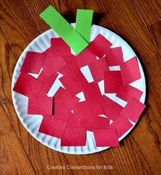 paper plate apple craft for kids to make