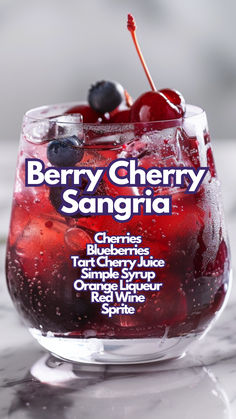 Berry Cherry Sangria Seven And Seven Cocktail, Drinks With Cherries, Berry Cocktail Recipes, Sprite Cocktails, Cherry Cocktails, Cherry Sangria, Best Sangria Recipe