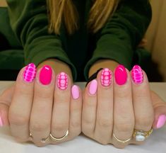 Nail Inspo Trendy 2024 Summer Simple, Pink Nails For Homecoming, Fun Nail Inspo 2024, Fun Easy Nails, Pink Crocodile Nails, Nails Colorful French Tip, Bright Fun Nails, Crazy Summer Nails, Preppy Instagram