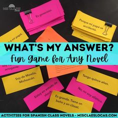 what's my answer? fun game for any novel - activities for spanish class