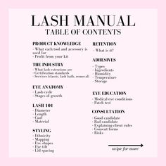 Lash Extensions Training Manual, Eyelash Training Manual, Lash Manual, Lash Business, Lash Room, Lashes Makeup, Lash Extensions