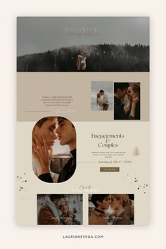 the website design for an engagement photographer