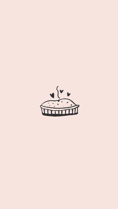 a drawing of a pie on a pink background