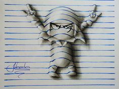 a drawing of a cartoon character with glasses and a hoodie over his head, holding two hands up in the air