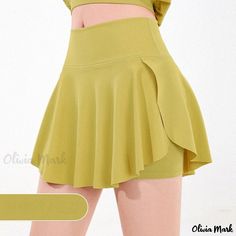 Olivia Mark - Sports Skirt with Anti-Slip Design for Outdoor Badminton and Tennis, Pleated High-Waisted Yoga Skirt with Quick-Dry Function Yoga Skirt, Sports Skirt, Sports Skirts, Body Con Skirt, Active Wear Outfits, High Waisted Denim, Badminton, Olivia Mark, Mustard Yellow