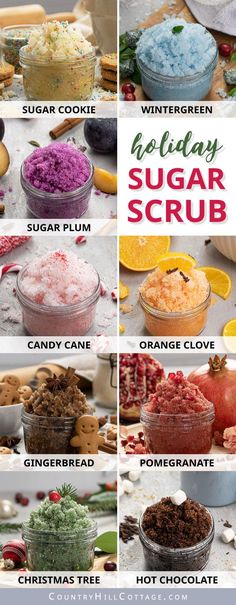 the holiday sugar scrub recipe is shown here