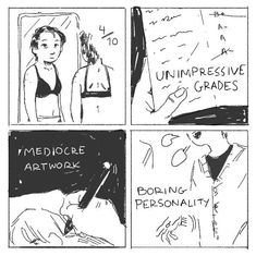 a comic strip with the words mediocree art work and an image of a woman