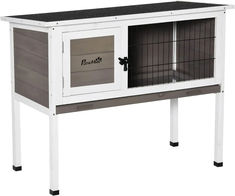 a white and gray dog crate with black top