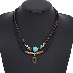 Gender:Men's,Women's; Quantity:1PC; Theme:Lucky; Shape:Round; Style:Elegant,Fashion; Jewelry Type:Layered Necklace; Occasion:Gift,Daily,Street; Material:Alloy; Length of Necklace:45; Design:Braided; Features:Wearable; Listing Date:08/14/2023; 2024 Trends:Silver Braided Leather Necklace, Cheap Necklaces, Coin Pendant Necklace, Turquoise Bead Necklaces, Stone Beaded Necklace, 2024 Trends, Fashion Elegant, Coin Pendant, Layered Necklace