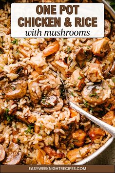 one pot chicken and rice with mushrooms