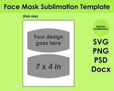 the face mask sublimation template for kids size is shown in grey and green