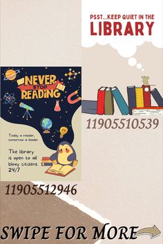 an advertisement for a library with books on it