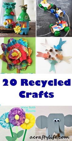 20 recycled crafts for kids to make with their own hands and feet, including paper flowers