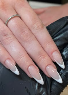 Deep Almond French, White Tip Nails Almond, U French Tip Nails, Pointy French Tip Nails Stilettos, Almond French Design, Pointy Almond French Tip, Medium Oval French Tip Nails, Slim French Tip Nails Almond, Acrylic French Tip Almond