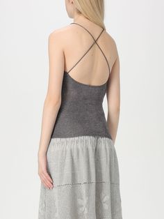 Top PALOMA WOOL Woman color Silver Paloma Wool Yin Yang, Paloma Wool Sandals, Paloma Wool Bag, Paloma Wool Sweater, Paloma Wool Top, Silver Tops, Ribbed Top, One Shoulder Tops, Bandeau Top