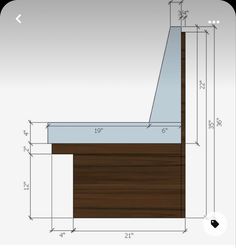 an image of a wooden bench with measurements