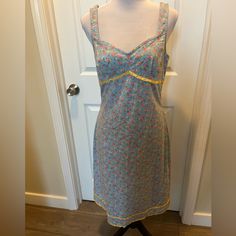 Beautiful, Nwt Vintage Betsey Dress. Stretch Cotton, Comfortable, Beautiful Dress. Yellow Ribbon Detail. Hidden Zipper In Back. Size L, A-Line. Vintage Betsey Johnson, Dress Stretch, Betsey Johnson Dresses, Yellow Ribbon, Clothes Aesthetic, Dress Yellow, Dresses Vintage, Beautiful Dress, Cotton Dress