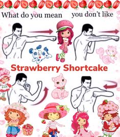 the strawberry shortcake poster has many different pictures on it