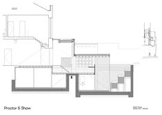 an architectural drawing shows the floor plan for a house with stairs and windows on each side