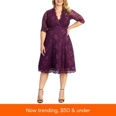 in stock Elegant Purple A-line Midi Dress, Elegant Lace V-neck Party Dress, Elegant Purple V-neck Dress For Party, Elegant Fit And Flare Lace Dress, V-neck Lace Evening Dress, Elegant Fit And Flare V-neck Dress For Evening, Elegant Fit And Flare V-neck Evening Dress, Feminine V-neck Dinner Dress, Elegant Spring V-neck Evening Dress