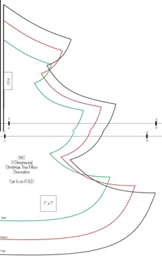 a christmas tree is shown with red and green lines