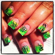 Monster energy drink nails free handed art Moto Nails, Supercross Nails, Monster Energy Nails, Energy Nails, Sport Nails, Monster Nails, Sports Nails