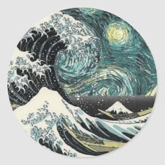 the great wave in starr night stickers