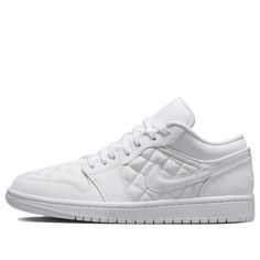 The Air Jordan 1 Low Quilted is a modern take on a classic silhouette. Crafted with a soft quilted design, this sneaker is perfect for any casual or active look. The white upper is accented with quilted detailing on the sides and toe, giving it a unique and stylish look. The rubber sole provides cushioning and support, making it comfortable for all-day wear. This sneaker is perfect for any activity, from running errands to hitting the gym. The Air Jordan 1 Low Quilted is a timeless piece that wi Air Jordan Low, Air Jordan 1 Shoes, Wmns Air Jordan 1, Jordan Low, Jordan 1 Shoes, Sneakers Jordan, Low Air Jordan 1, White Jordans, Nike Air Jordan 1 Low