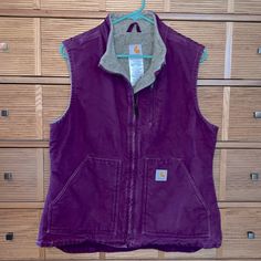 Difficult To Find And Worth The Search, This Midnight Purple Carhartt Mock Neck Vest Is Ready For Any Adventurework, Play Or Casual! Scrumptious Sherpa Lining With Washed Duck Exterior Is A Perfect Mix Of Pretty And Soft, Yet Tough. Made For Layering And Loving! Euc. Steam Sanitized For Your Peace Of Mind. Midnight Purple, Womens Sherpa, Carhartt Jackets, Carhartt Women, Sherpa Lined, The Search, Mock Neck, Steam, Layering