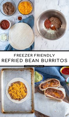 the freezer friendly refried bean burritos are ready to be baked in the oven