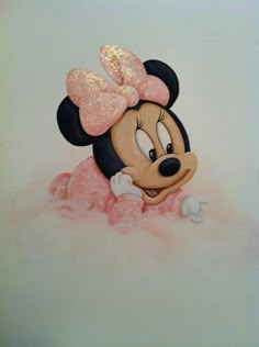 a painting of a minnie mouse laying down