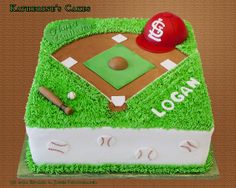 a cake that is shaped like a baseball field