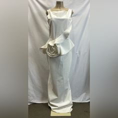 This Item Is New With Tags . Has A Few Stains . To Prevent Any Illegal Store Returns There Is A Line Through The Designer Name. Elegant Ruffled Maxi Dress For Wedding, Elegant Wedding Maxi Dress With Ruffles, Elegant Floor-length Ruffled Wedding Dress, Formal White Wedding Dress With Ruffles, Formal White Gown With Ruffles, Formal Wedding Dress With Ruffles And Fitted Design, Formal Fitted Wedding Dress With Ruffles, Couture Sleeveless Gown For Wedding, Couture Sleeveless Wedding Gown