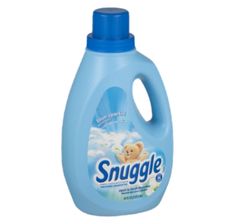 a bottle of snuggle laundry deterant on a white background with blue cap