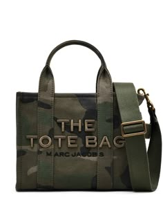 forest green cotton canvas camouflage jacquard embroidered logo to the front appliqué logo two top handles adjustable detachable shoulder strap top zip fastening main compartment contrast lining gold-tone hardware Marc Jacobs Tote, Small Tote Bag, Marc Jacobs Bag, The Tote Bag, Dolce E Gabbana, Medium Tote, Small Tote, Large Tote Bag, Dolce & Gabbana