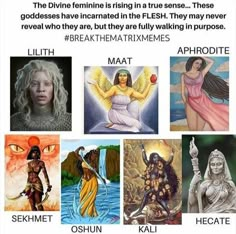 an image of different types of female deities