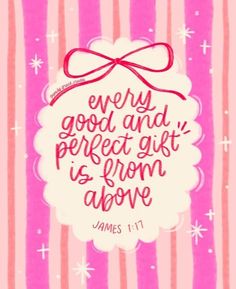 a pink and white striped background with a quote on it