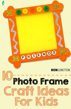 Craft Stick Picture Frame, Craft Photo Album Ideas, Photos Crafts Ideas, Crafty Picture Frames, Arts And Crafts Picture Frames, Kids Craft Picture Frame, Foam Picture Frames Diy, Preschool Picture Frame Craft, Kids Diy Picture Frames