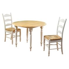 a table and two chairs are shown with one chair up against the rest of the table