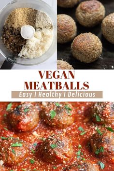 vegan meatballs in a food processor, and then topped with parmesan cheese