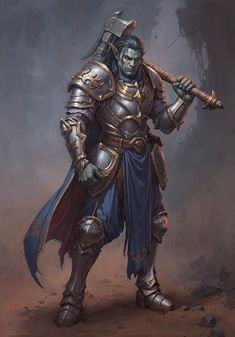 Dnd Demigod, Orc Fighter Dnd, Orc Man, Rpg Paladin, Orc Cleric, Half Orc Paladin, Half Orc Fighter, Orc Paladin