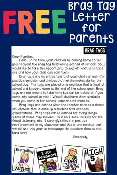 an advertisement for bras tags with the text, free tag letter for parents and children