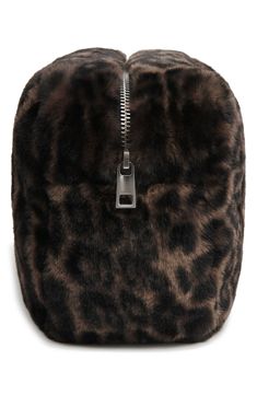 Plush faux fur lends a soft touch every time you reach for your makeup and small essentials in this luxurious pouch crafted from recycled fibers. Top zip closure Lined Recycled polyester faux fur Imported Wishlist Ideas Aesthetic, Chic Travel Accessories, Big Little Basket, Pouch Craft, Xmas Wishlist, Noir Color, Essentials Set, Pretty Bags, Kids Outerwear